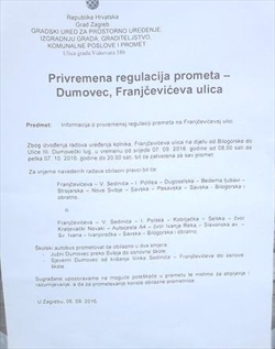 Privremena regulacija prometa u Dumovcu